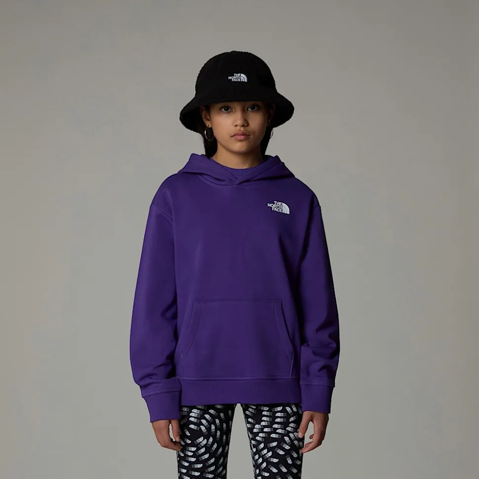 Dzieci The North Face Dziewczęca Bluza Oversize Z Kapturem I Pionową Grafiką
