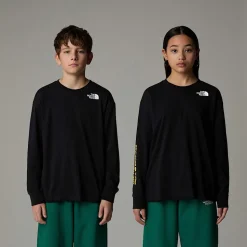 Dzieci The North Face Młodzieżowy T-shirt Oversize Z Długim Rękawem I Grafiką Varsity